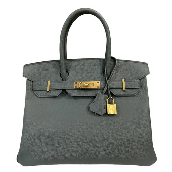 Hermes Birkin 30 Vert Amande Epsom Leather Gold Hardware Green Gray - Picture 1 of 11